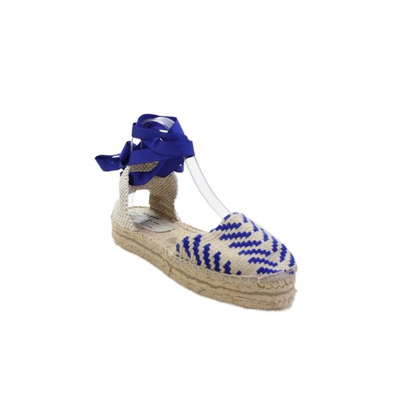 Manebi Shoes - Manebi Women's Ankle Wrap Espadrille Blue Ribbon Sandals Beige Size 38